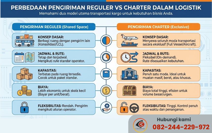pengiriman reguler vs charter